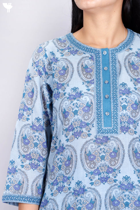 Mulmul Cotton Kurta In Floral Print